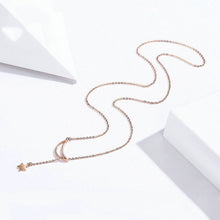Load image into Gallery viewer, Star Moon S925 Sterling Silver Rose Gold Plated Necklace, SCN108-C