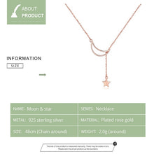 Load image into Gallery viewer, Star Moon S925 Sterling Silver Rose Gold Plated Necklace, SCN108-C