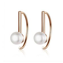 Load image into Gallery viewer, S925 Sterling Silver Shell Beads Simple Earrings, Rose Gold, White