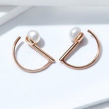 Load image into Gallery viewer, S925 Sterling Silver Shell Beads Simple Earrings, Rose Gold, White