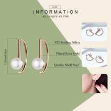 Load image into Gallery viewer, S925 Sterling Silver Shell Beads Simple Earrings, Rose Gold, White