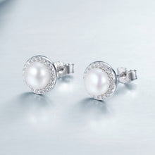 Load image into Gallery viewer, Simple Pearl Diamond Ladies Temperament Earrings S925 Sterling Silver Earrings, SCE122