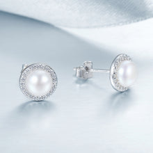 Load image into Gallery viewer, Simple Pearl Diamond Ladies Temperament Earrings S925 Sterling Silver Earrings, SCE122