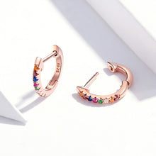 Load image into Gallery viewer, Sterling Silver Rainbow Earrings S925 Zircon Earrings, Rose Gold, Gold, White