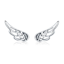 Load image into Gallery viewer, Sterling Silver Wing Earrings Simple S925 Silver Stud Earrings, Silver, Rose Gold