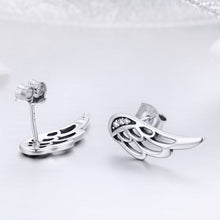 Load image into Gallery viewer, Sterling Silver Wing Earrings Simple S925 Silver Stud Earrings, Silver, Rose Gold