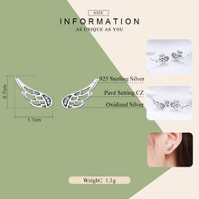 Load image into Gallery viewer, Sterling Silver Wing Earrings Simple S925 Silver Stud Earrings, Silver, Rose Gold