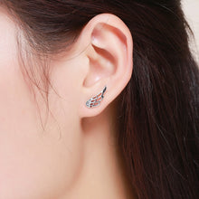 Load image into Gallery viewer, Sterling Silver Wing Earrings Simple S925 Silver Stud Earrings, Silver, Rose Gold