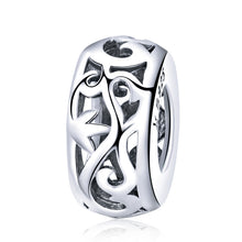 Load image into Gallery viewer, S925 Sterling Silver Vintage Curly Grass Pattern Love Heart-shaped Beads, SCC716