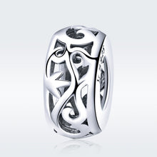 Load image into Gallery viewer, S925 Sterling Silver Vintage Curly Grass Pattern Love Heart-shaped Beads, SCC716