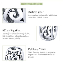 Load image into Gallery viewer, S925 Sterling Silver Vintage Curly Grass Pattern Love Heart-shaped Beads, SCC716