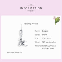 Load image into Gallery viewer, S925 Sterling Silver Pendant Drogon  Dinosaur Charm DIY Bracelet Accessories, SCC1322