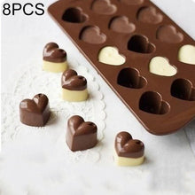 Load image into Gallery viewer, 8 PCS Silicone Love Shape 15 Grid Cake Chocolate Ice Tray Mold, Love Shape(Brown)