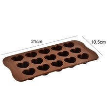 Load image into Gallery viewer, 8 PCS Silicone Love Shape 15 Grid Cake Chocolate Ice Tray Mold, Love Shape(Brown)
