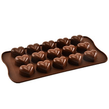 Load image into Gallery viewer, 8 PCS Silicone Love Shape 15 Grid Cake Chocolate Ice Tray Mold, Love Shape(Brown)