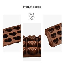 Load image into Gallery viewer, 8 PCS Silicone Love Shape 15 Grid Cake Chocolate Ice Tray Mold, Love Shape(Brown)