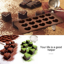 Load image into Gallery viewer, 8 PCS Silicone Love Shape 15 Grid Cake Chocolate Ice Tray Mold, Love Shape(Brown)