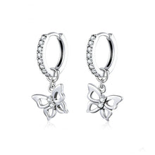 Load image into Gallery viewer, Butterfly S925 Sterling Silver Earrings Hollow Zircon Earrings, SCE833