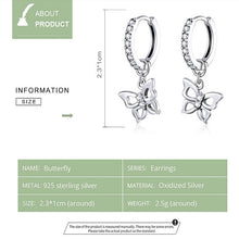 Load image into Gallery viewer, Butterfly S925 Sterling Silver Earrings Hollow Zircon Earrings, SCE833