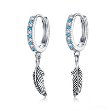 Load image into Gallery viewer, S925 Sterling Silver Feather Earrings, SCE898