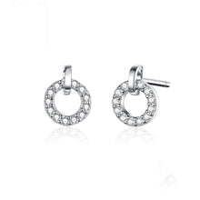 Load image into Gallery viewer, S925 Sterling Silver Small Circle Earrings Platinum Plated Zircon Silver Earrings, SCE767