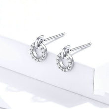 Load image into Gallery viewer, S925 Sterling Silver Small Circle Earrings Platinum Plated Zircon Silver Earrings, SCE767