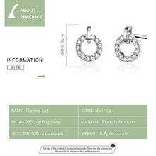Load image into Gallery viewer, S925 Sterling Silver Small Circle Earrings Platinum Plated Zircon Silver Earrings, SCE767