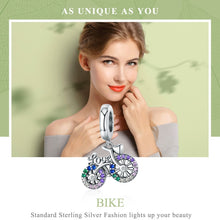 Load image into Gallery viewer, S925 Sterling Silver Bicycle Pendant Color Inlaid Zircon Beads DIY Bracelet Charm Accessories, Pendant, Pendant + Bare Chain
