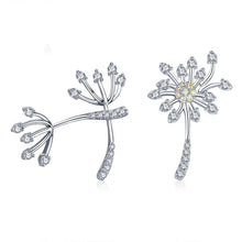 Load image into Gallery viewer, S925 Sterling Silver Earrings White Dandelion Love Platinum Plated Women Earrings, SCE506