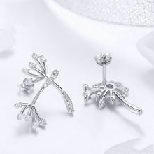 Load image into Gallery viewer, S925 Sterling Silver Earrings White Dandelion Love Platinum Plated Women Earrings, SCE506