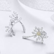 Load image into Gallery viewer, S925 Sterling Silver Earrings White Dandelion Love Platinum Plated Women Earrings, SCE506