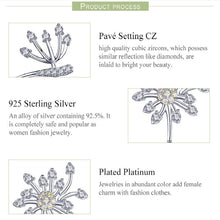 Load image into Gallery viewer, S925 Sterling Silver Earrings White Dandelion Love Platinum Plated Women Earrings, SCE506