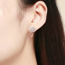 Load image into Gallery viewer, S925 Sterling Silver Earrings White Dandelion Love Platinum Plated Women Earrings, SCE506