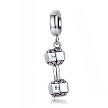Load image into Gallery viewer, S925 Sterling Silver Dumbbell Pendant Fitness Equipment Strap Charm DIY Bracelet Accessories, SCC1340