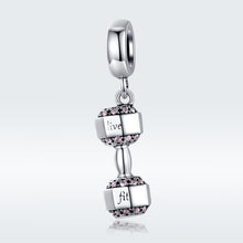 Load image into Gallery viewer, S925 Sterling Silver Dumbbell Pendant Fitness Equipment Strap Charm DIY Bracelet Accessories, SCC1340