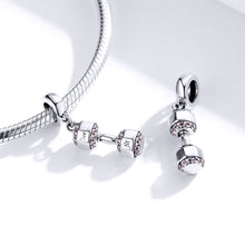 Load image into Gallery viewer, S925 Sterling Silver Dumbbell Pendant Fitness Equipment Strap Charm DIY Bracelet Accessories, SCC1340