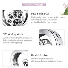 Load image into Gallery viewer, Black Zircon Beaded S925 Sterling Silver Pet Paw Print Beads DIY Bracelet Bead, SCC1191-BK