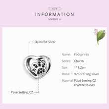 Load image into Gallery viewer, Black Zircon Beaded S925 Sterling Silver Pet Paw Print Beads DIY Bracelet Bead, SCC1191-BK