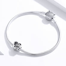 Load image into Gallery viewer, Black Zircon Beaded S925 Sterling Silver Pet Paw Print Beads DIY Bracelet Bead, SCC1191-BK
