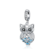 Load image into Gallery viewer, S925 Sterling Silver Blue Zircon Movable Owl Pendant DIY Bracelet Accessories, Pendant, Necklace+Pedndant