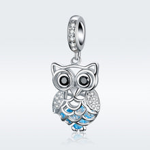 Load image into Gallery viewer, S925 Sterling Silver Blue Zircon Movable Owl Pendant DIY Bracelet Accessories, Pendant, Necklace+Pedndant