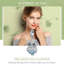 Load image into Gallery viewer, S925 Sterling Silver Blue Zircon Movable Owl Pendant DIY Bracelet Accessories, Pendant, Necklace+Pedndant