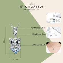 Load image into Gallery viewer, S925 Sterling Silver Blue Zircon Movable Owl Pendant DIY Bracelet Accessories, Pendant, Necklace+Pedndant
