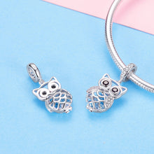 Load image into Gallery viewer, S925 Sterling Silver Blue Zircon Movable Owl Pendant DIY Bracelet Accessories, Pendant, Necklace+Pedndant
