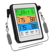 Load image into Gallery viewer, CH-212 Dual Probe Color Screen Smart Alarm Grill Kitchen Thermometer, Colorful Backlight, Orange Backlight