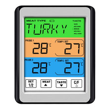 Load image into Gallery viewer, CH-212 Dual Probe Color Screen Smart Alarm Grill Kitchen Thermometer, Colorful Backlight, Orange Backlight