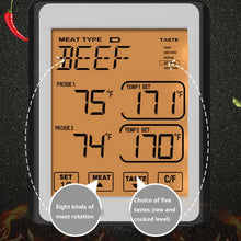 Load image into Gallery viewer, CH-212 Dual Probe Color Screen Smart Alarm Grill Kitchen Thermometer, Colorful Backlight, Orange Backlight