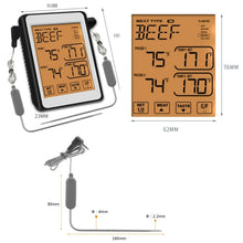 Load image into Gallery viewer, CH-212 Dual Probe Color Screen Smart Alarm Grill Kitchen Thermometer, Colorful Backlight, Orange Backlight