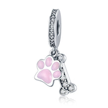 Load image into Gallery viewer, S925 Sterling Silver Dog Footprint Diamond Beads DIY Bracelet Accessories