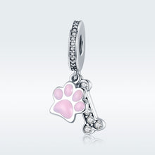 Load image into Gallery viewer, S925 Sterling Silver Dog Footprint Diamond Beads DIY Bracelet Accessories